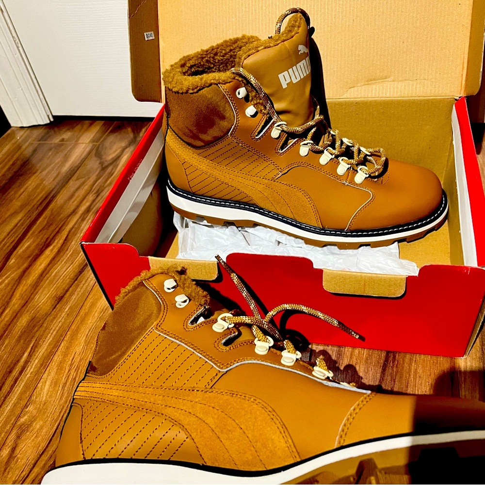 Puma mens boots hiking style tan